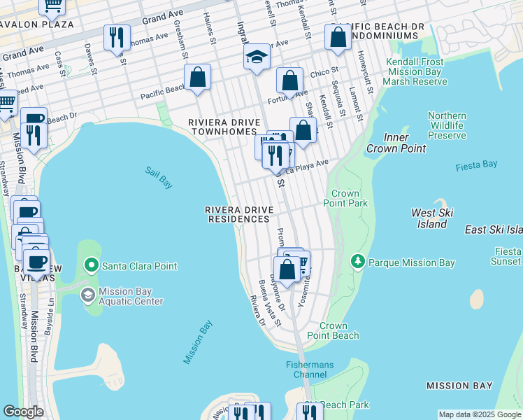 map of restaurants, bars, coffee shops, grocery stores, and more near 3705 Haines Street in San Diego