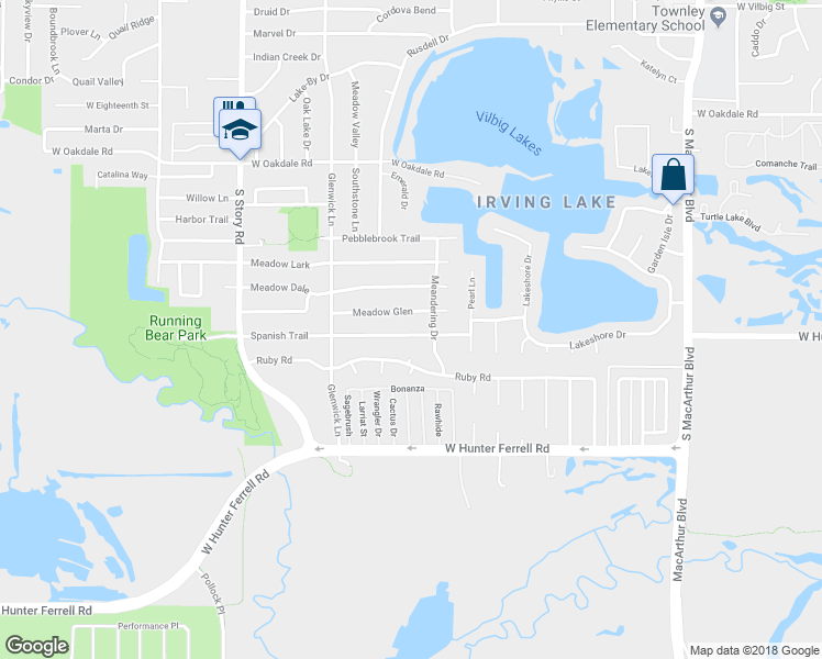map of restaurants, bars, coffee shops, grocery stores, and more near 2013 Spanish Trail in Irving