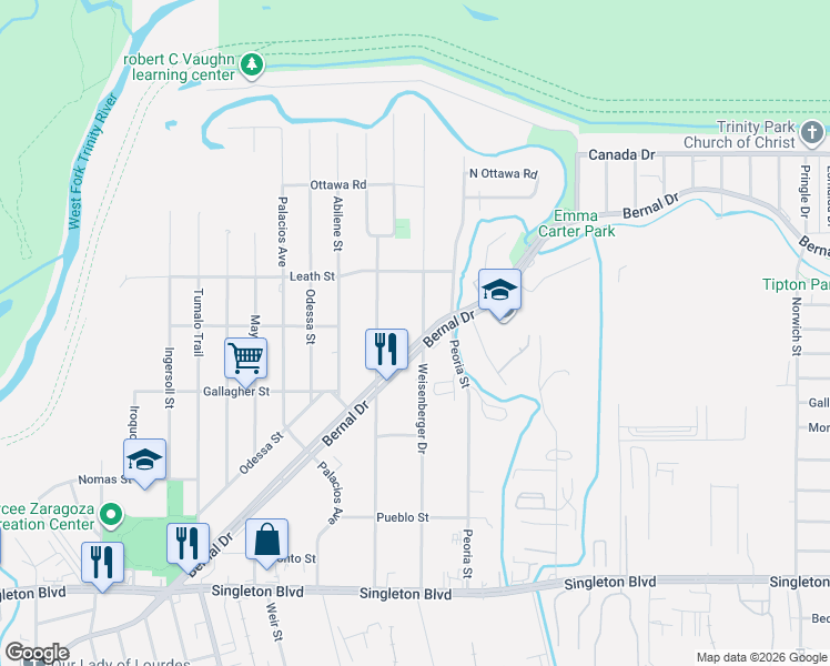 map of restaurants, bars, coffee shops, grocery stores, and more near in Dallas