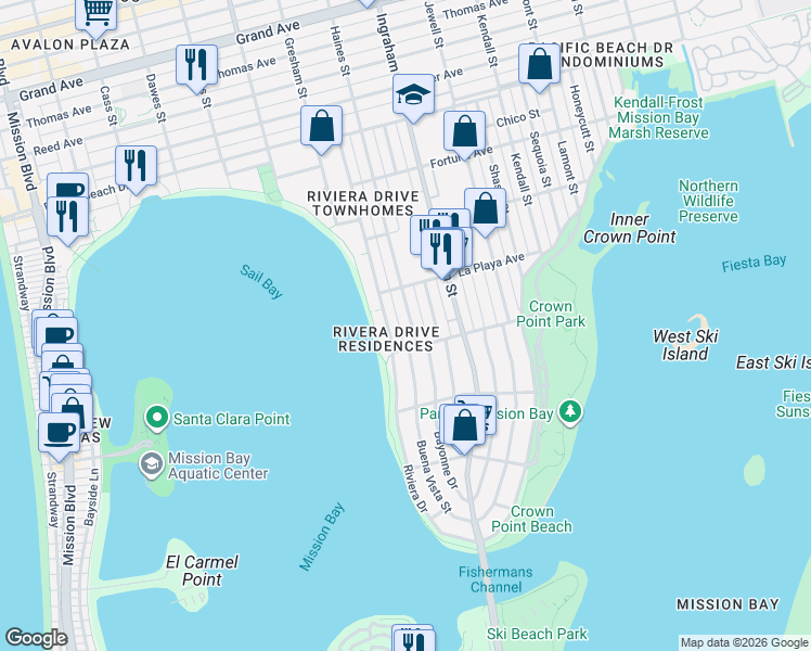 map of restaurants, bars, coffee shops, grocery stores, and more near 3705 Haines Street in San Diego