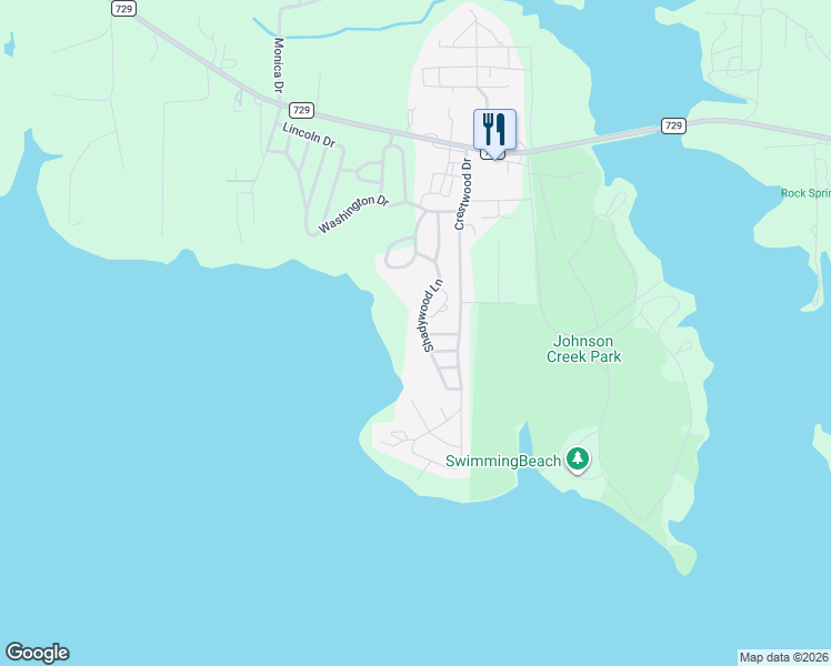 map of restaurants, bars, coffee shops, grocery stores, and more near 526 Shadywood Lane in Avinger