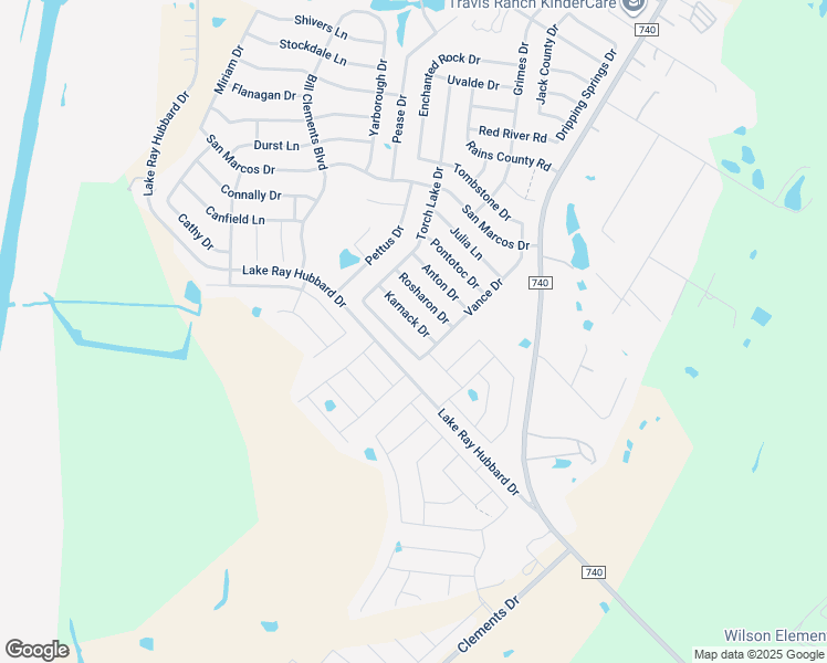 map of restaurants, bars, coffee shops, grocery stores, and more near 2411 Karnack Drive in Forney