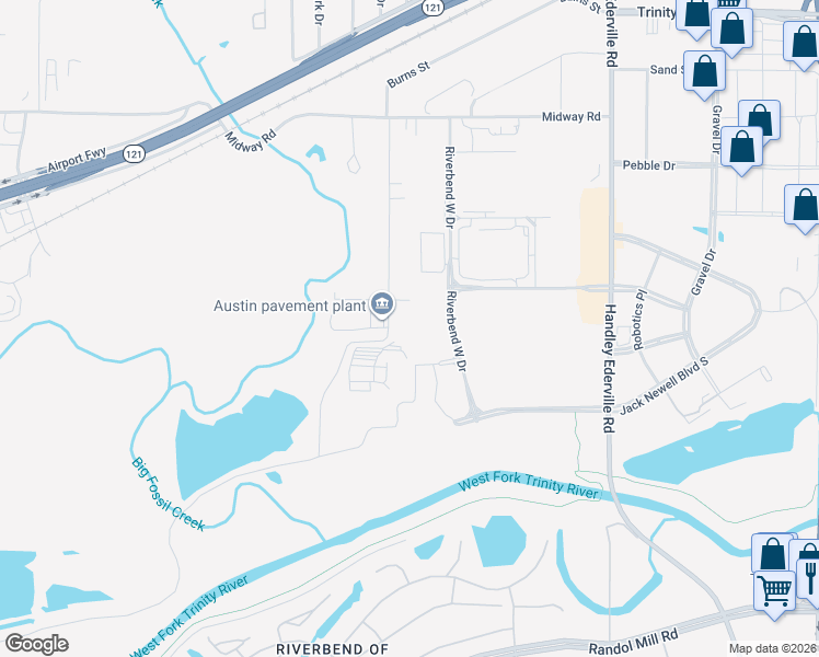 map of restaurants, bars, coffee shops, grocery stores, and more near 2300 Austin Road in Richland Hills
