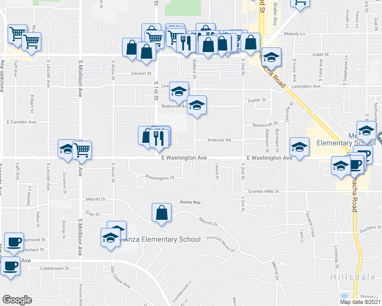 map of restaurants, bars, coffee shops, grocery stores, and more near 615 Ballard Street in El Cajon