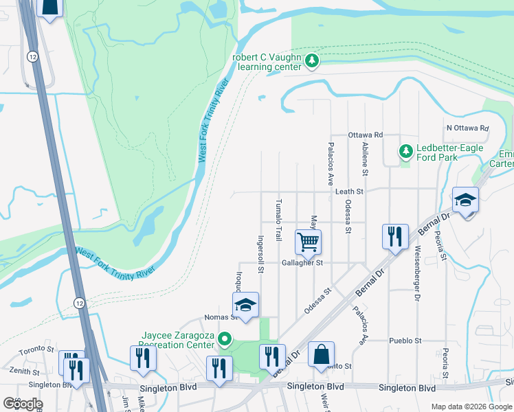 map of restaurants, bars, coffee shops, grocery stores, and more near 3811 Ingersoll Street in Dallas