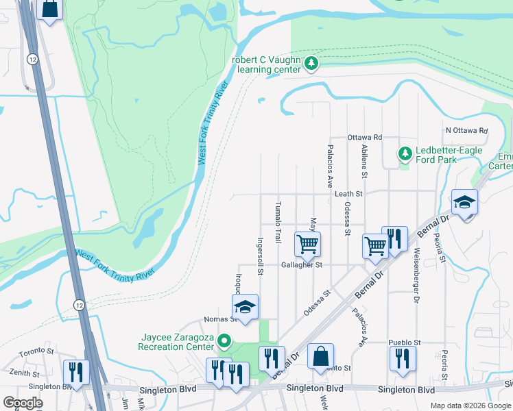 map of restaurants, bars, coffee shops, grocery stores, and more near 3811 Ingersoll Street in Dallas