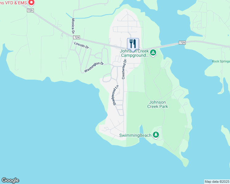 map of restaurants, bars, coffee shops, grocery stores, and more near 467 Shadywood Lane in Avinger