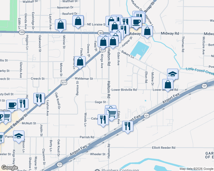 map of restaurants, bars, coffee shops, grocery stores, and more near 2009 Haltom Road in Fort Worth