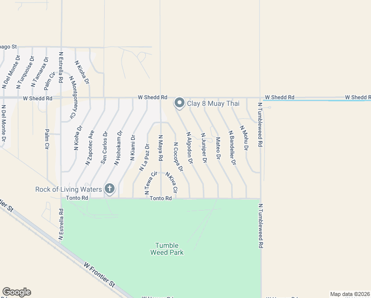map of restaurants, bars, coffee shops, grocery stores, and more near 3725 North Algadon Drive in Eloy
