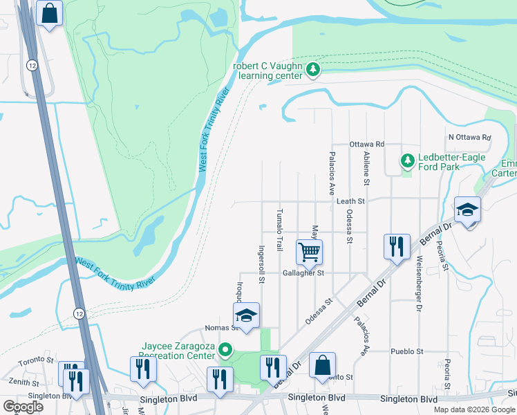 map of restaurants, bars, coffee shops, grocery stores, and more near 3811 Ingersoll Street in Dallas