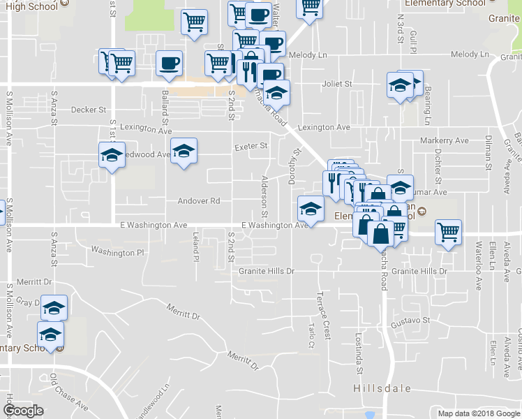 map of restaurants, bars, coffee shops, grocery stores, and more near 636 Alderson Street in El Cajon