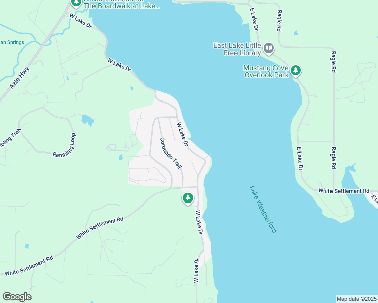 map of restaurants, bars, coffee shops, grocery stores, and more near 704 West Lake Drive in Weatherford