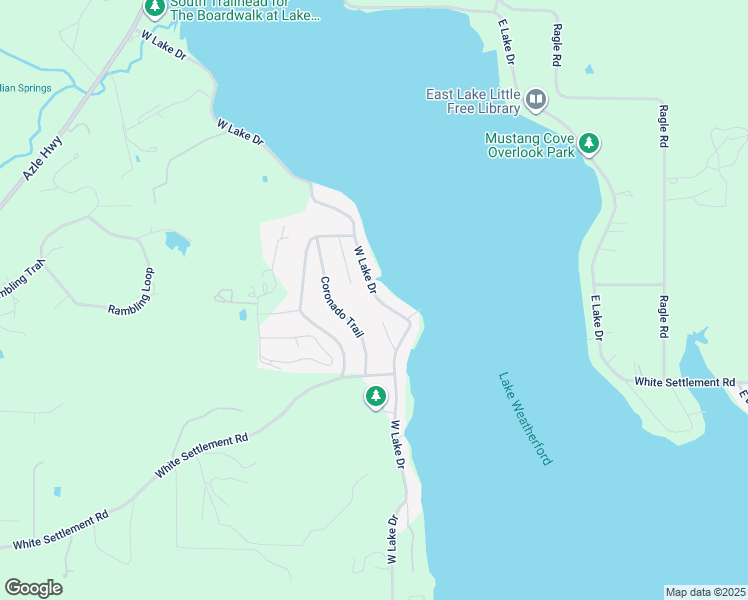 map of restaurants, bars, coffee shops, grocery stores, and more near 704 West Lake Drive in Weatherford