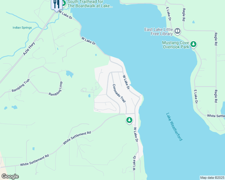 map of restaurants, bars, coffee shops, grocery stores, and more near 119 Coronado Trail in Weatherford