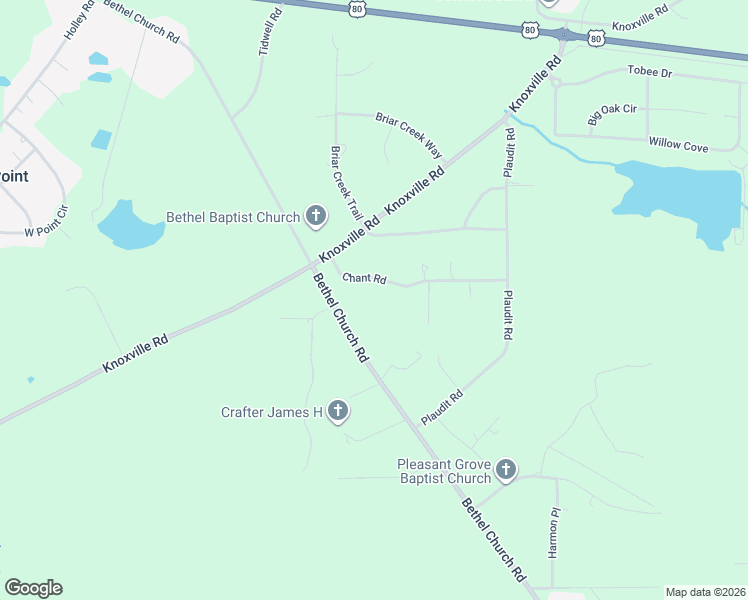 map of restaurants, bars, coffee shops, grocery stores, and more near 7629 Bethel Church Road in Lizella