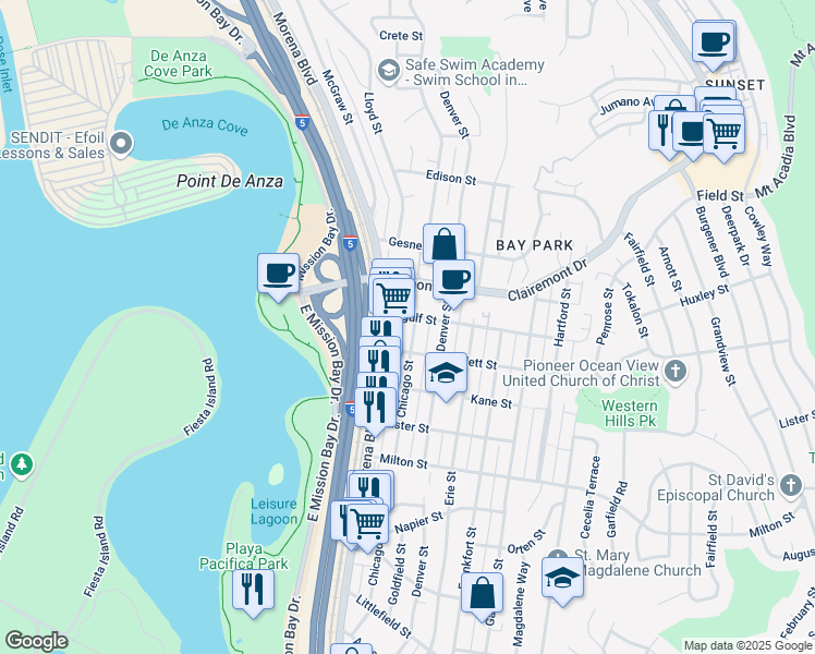 map of restaurants, bars, coffee shops, grocery stores, and more near 2556 Chicago Street in San Diego