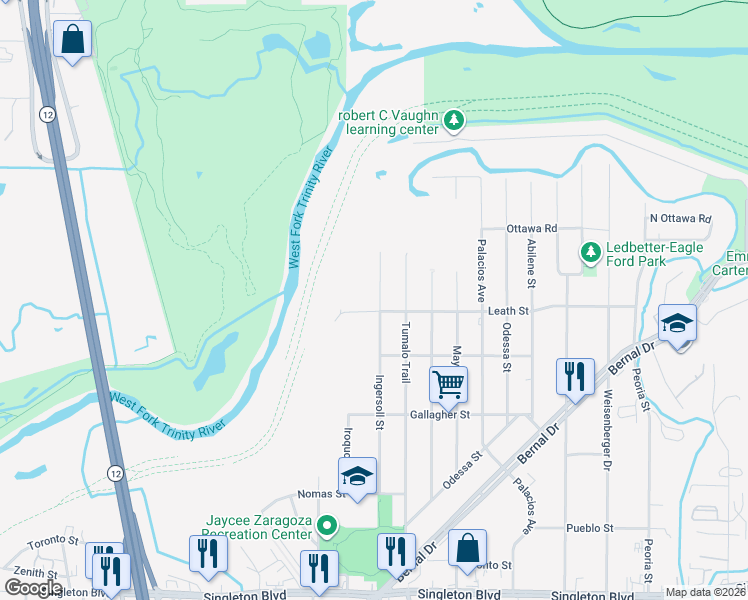 map of restaurants, bars, coffee shops, grocery stores, and more near 3811 Ingersoll Street in Dallas
