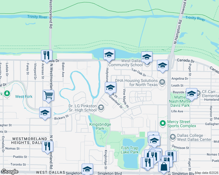 map of restaurants, bars, coffee shops, grocery stores, and more near 4043 Gray Oak PIace in Dallas