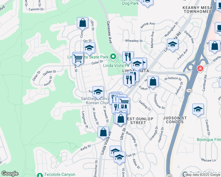map of restaurants, bars, coffee shops, grocery stores, and more near 6936 Fulton Street in San Diego