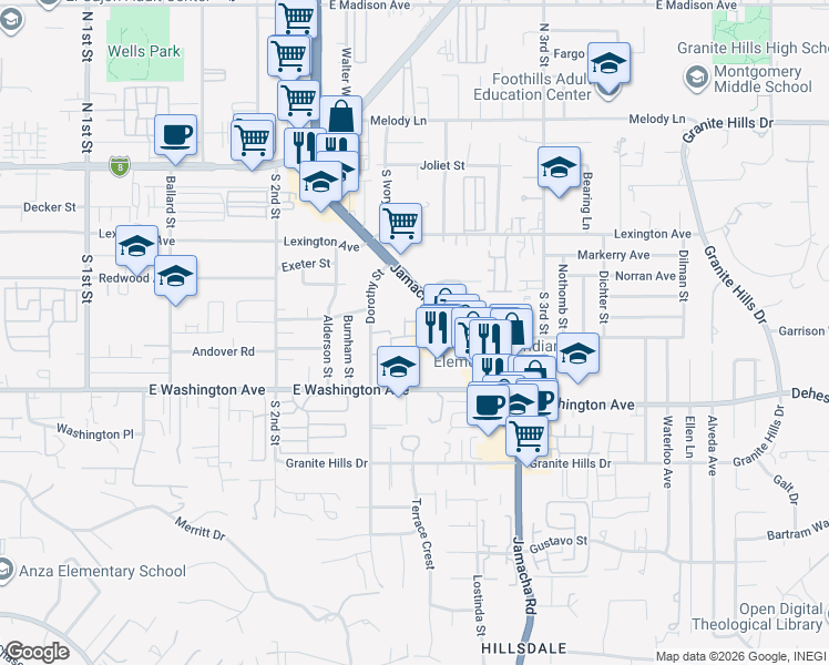 map of restaurants, bars, coffee shops, grocery stores, and more near 507 Dorothy Street in El Cajon