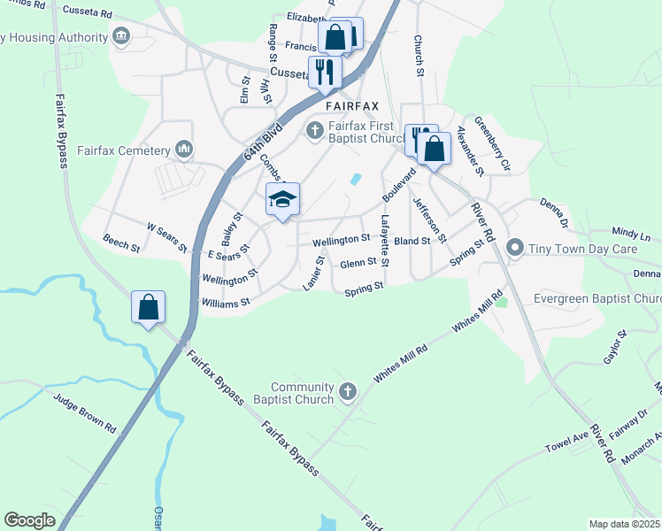 map of restaurants, bars, coffee shops, grocery stores, and more near 299 Spring St in Valley