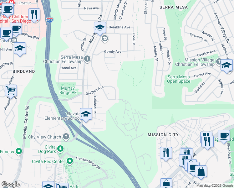 map of restaurants, bars, coffee shops, grocery stores, and more near 2431 Root Street in San Diego
