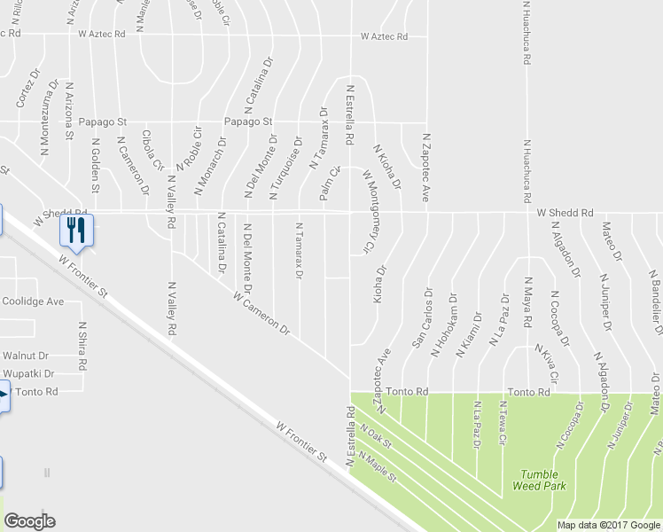 map of restaurants, bars, coffee shops, grocery stores, and more near 3825 Palm Circle in Eloy