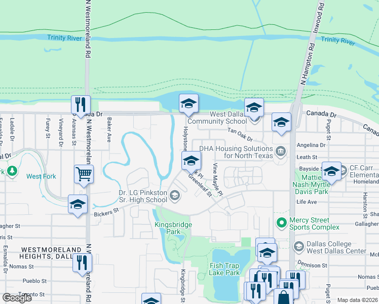 map of restaurants, bars, coffee shops, grocery stores, and more near 4043 Gray Oak PIace in Dallas