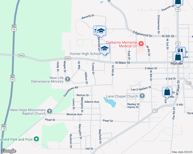 map of restaurants, bars, coffee shops, grocery stores, and more near 516 Torbet Drive in Homer
