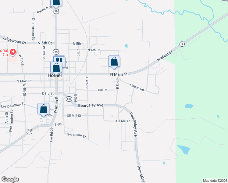 map of restaurants, bars, coffee shops, grocery stores, and more near 211 Gill Street in Homer