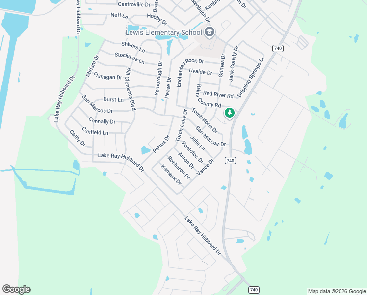 map of restaurants, bars, coffee shops, grocery stores, and more near 2325 Julia Lane in Forney