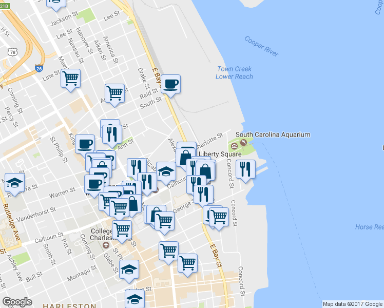 map of restaurants, bars, coffee shops, grocery stores, and more near 400 U.S. 52 Spur in Charleston