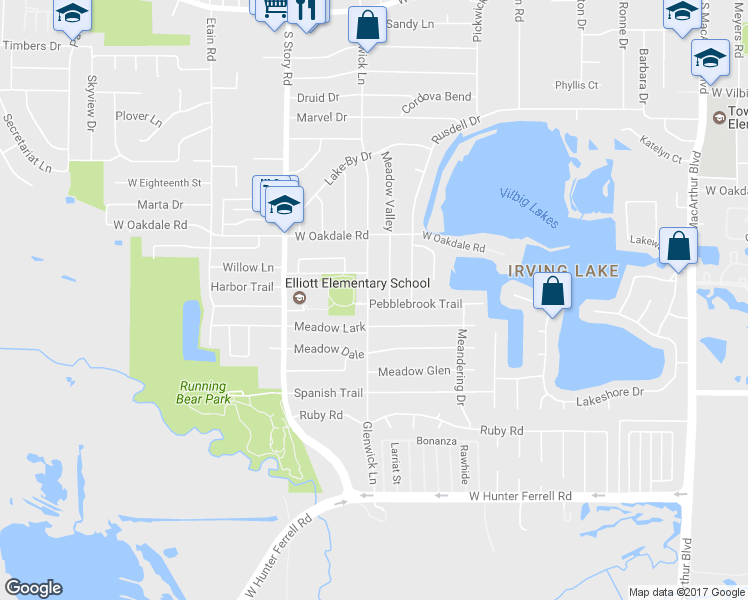 map of restaurants, bars, coffee shops, grocery stores, and more near 1922 Glenwick Lane in Irving