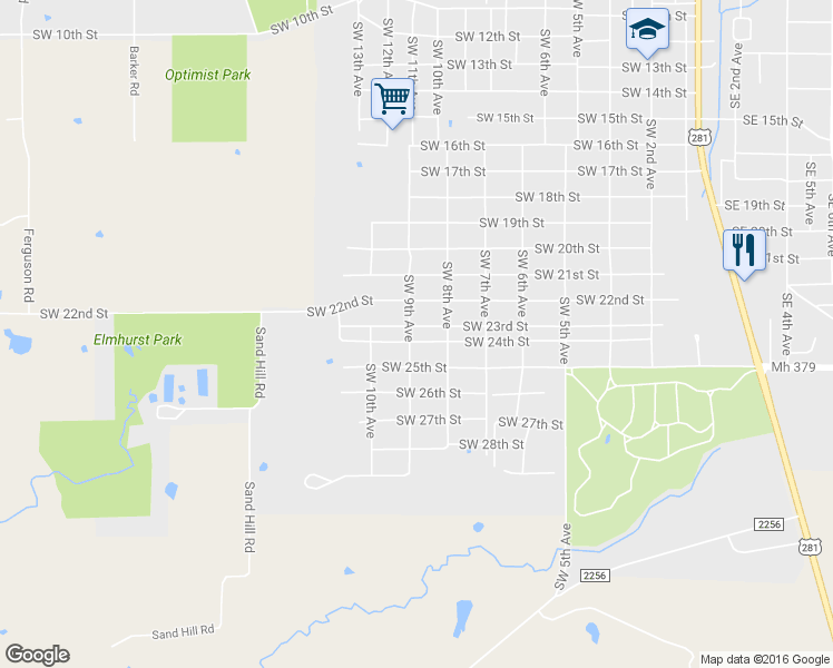 map of restaurants, bars, coffee shops, grocery stores, and more near 909 Southwest 23rd Street in Mineral Wells