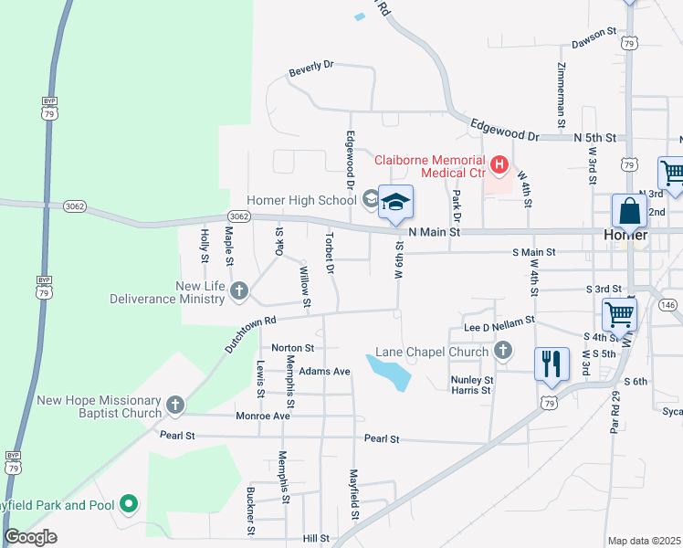 map of restaurants, bars, coffee shops, grocery stores, and more near 516 Torbet Drive in Homer