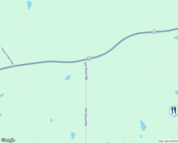 map of restaurants, bars, coffee shops, grocery stores, and more near 155 Girl Scout Road in Lizella