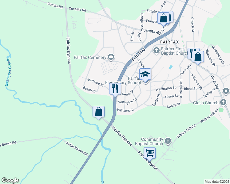 map of restaurants, bars, coffee shops, grocery stores, and more near 4405 64th Boulevard in Valley