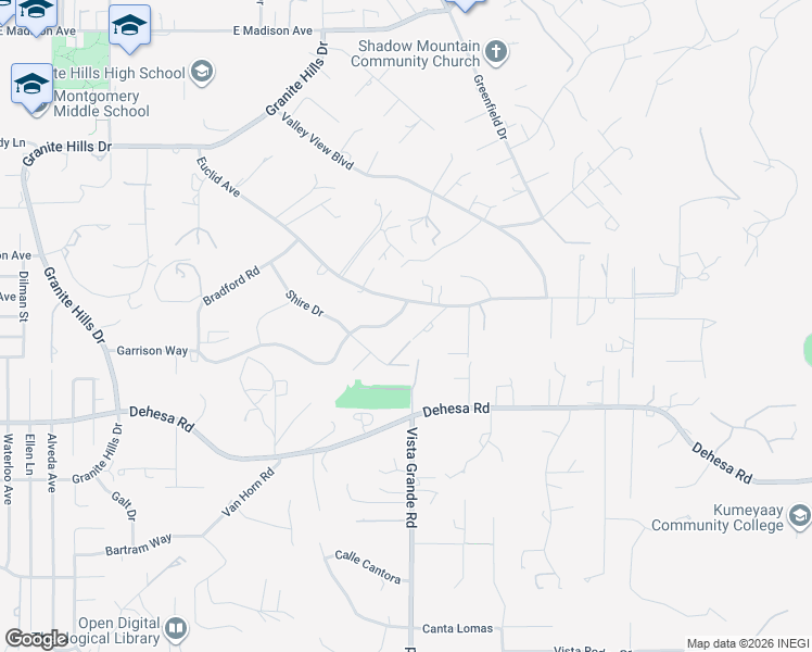 map of restaurants, bars, coffee shops, grocery stores, and more near 2041 Garrison Way in El Cajon