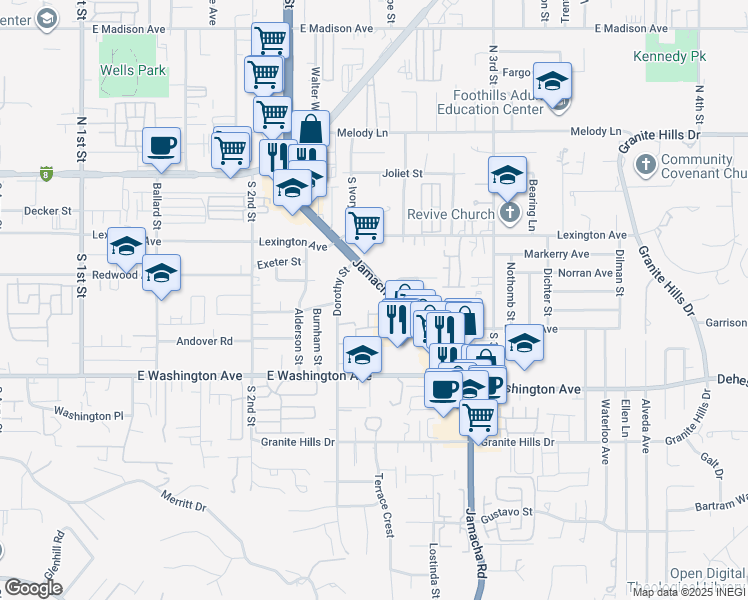 map of restaurants, bars, coffee shops, grocery stores, and more near 507 Dorothy Street in El Cajon