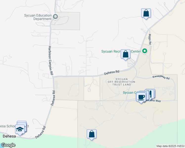 map of restaurants, bars, coffee shops, grocery stores, and more near 5228 Dehesa Road in El Cajon
