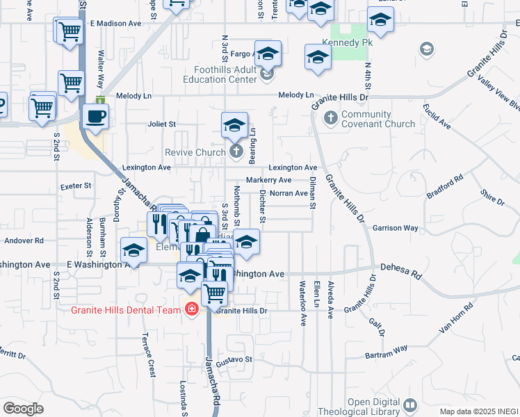 map of restaurants, bars, coffee shops, grocery stores, and more near 568 Dichter Street in El Cajon
