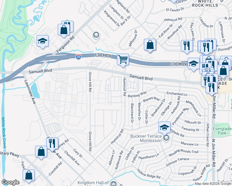 map of restaurants, bars, coffee shops, grocery stores, and more near 4801-4899 Vienna Circle in Dallas