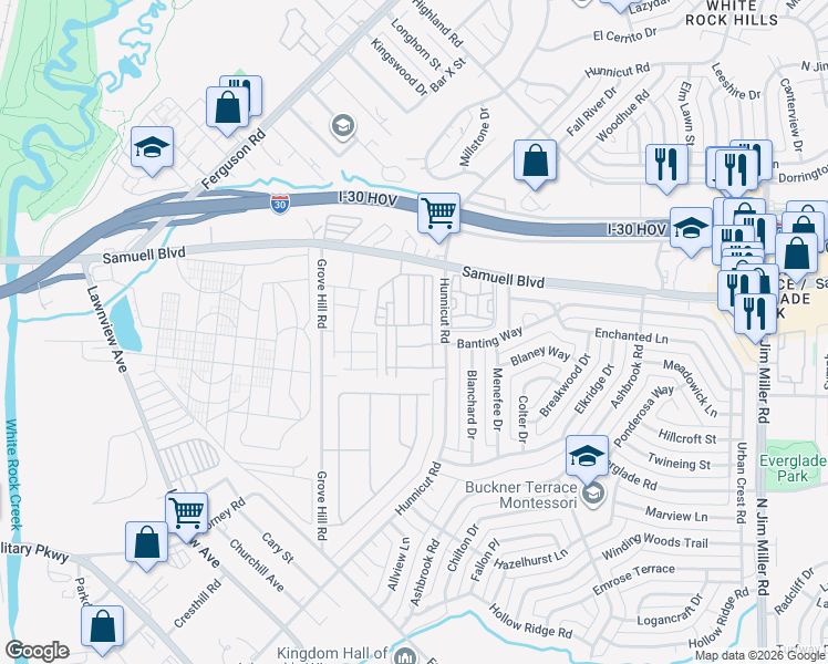 map of restaurants, bars, coffee shops, grocery stores, and more near 4801-4899 Vienna Circle in Dallas