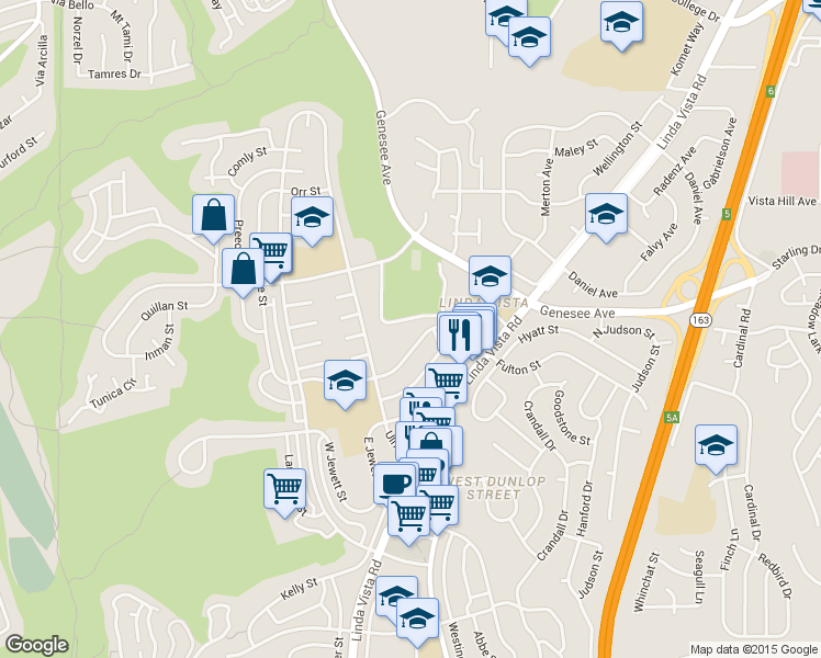 map of restaurants, bars, coffee shops, grocery stores, and more near 6936 Fulton Street in San Diego