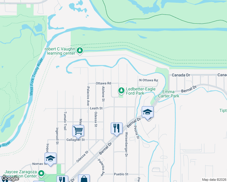 map of restaurants, bars, coffee shops, grocery stores, and more near 4041 Hammerly Drive in Dallas