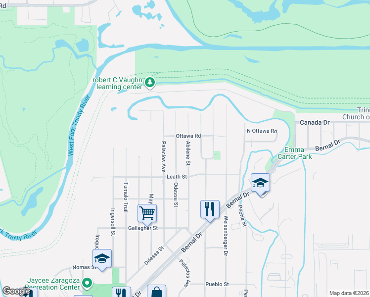 map of restaurants, bars, coffee shops, grocery stores, and more near 4044 Abilene Street in Dallas