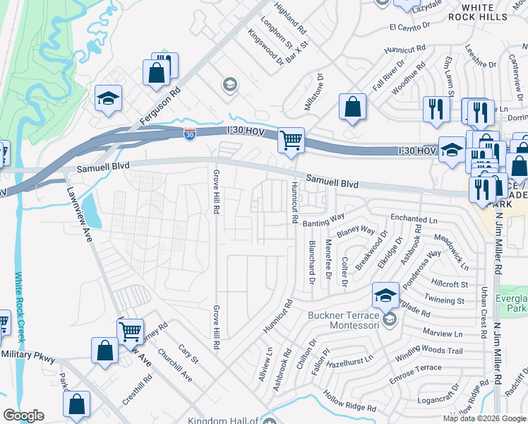 map of restaurants, bars, coffee shops, grocery stores, and more near 4801 Vienna Circle in Dallas