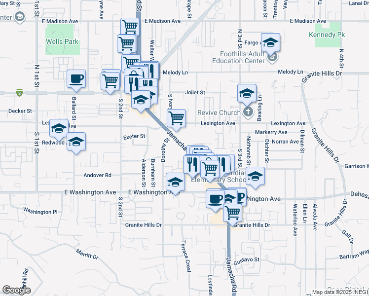 map of restaurants, bars, coffee shops, grocery stores, and more near 470 Jamacha Road in El Cajon