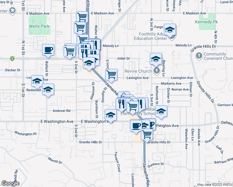 map of restaurants, bars, coffee shops, grocery stores, and more near 460 Jamacha Road in El Cajon