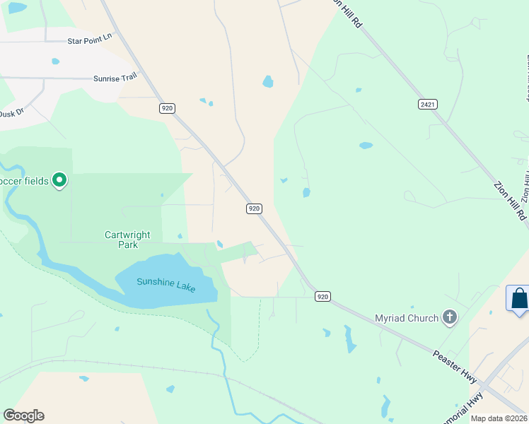 map of restaurants, bars, coffee shops, grocery stores, and more near 2321 Farm to Market 920 in Weatherford